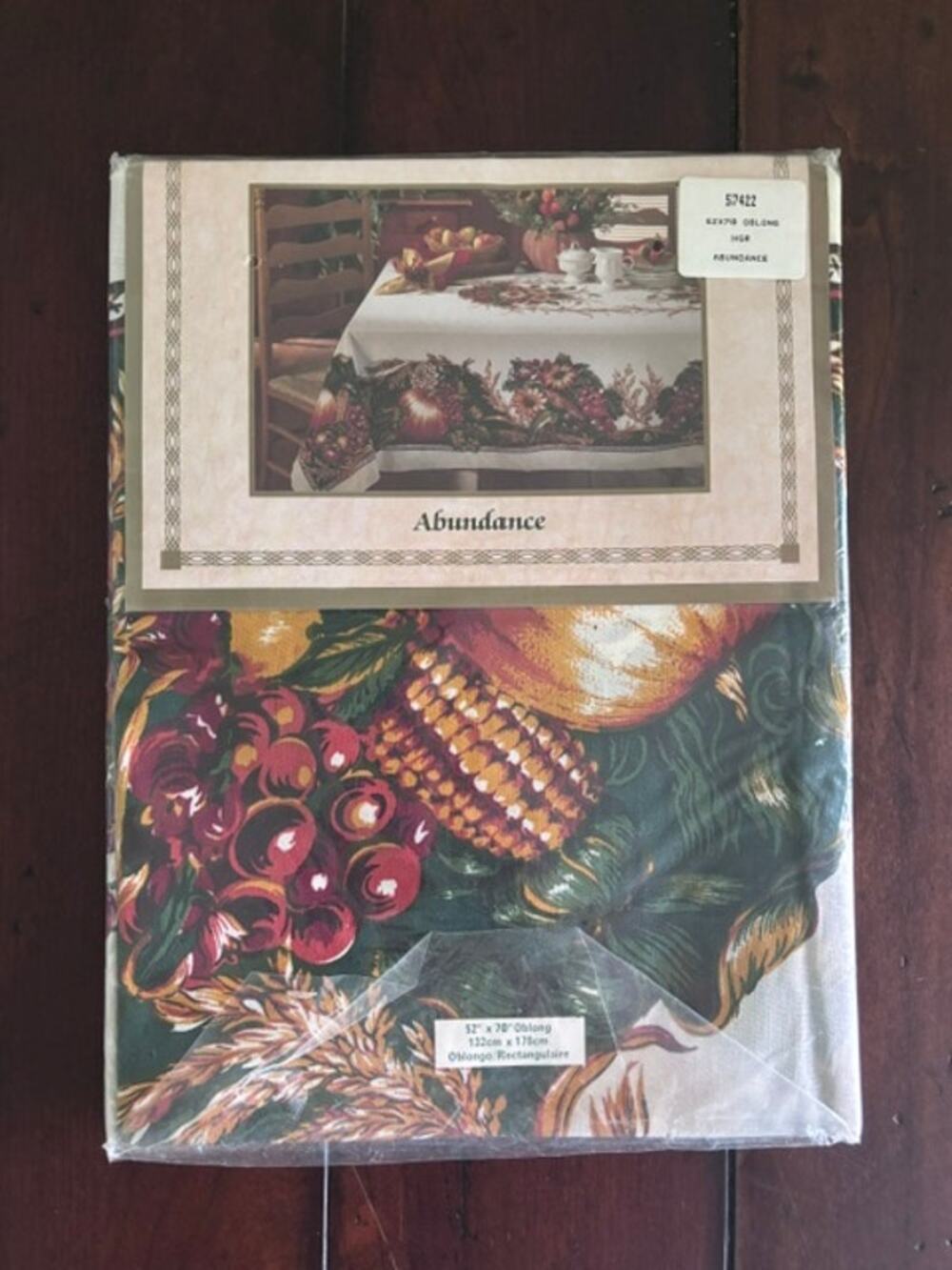 Vintage Hallmark Holiday Abundance Tablecloth 52x70 Oblong Christmas NIP